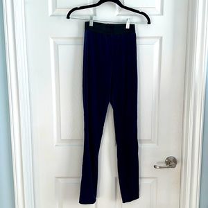Lovers and Friends Blue Velvet Leggings with Black Silk Waistband Size XS